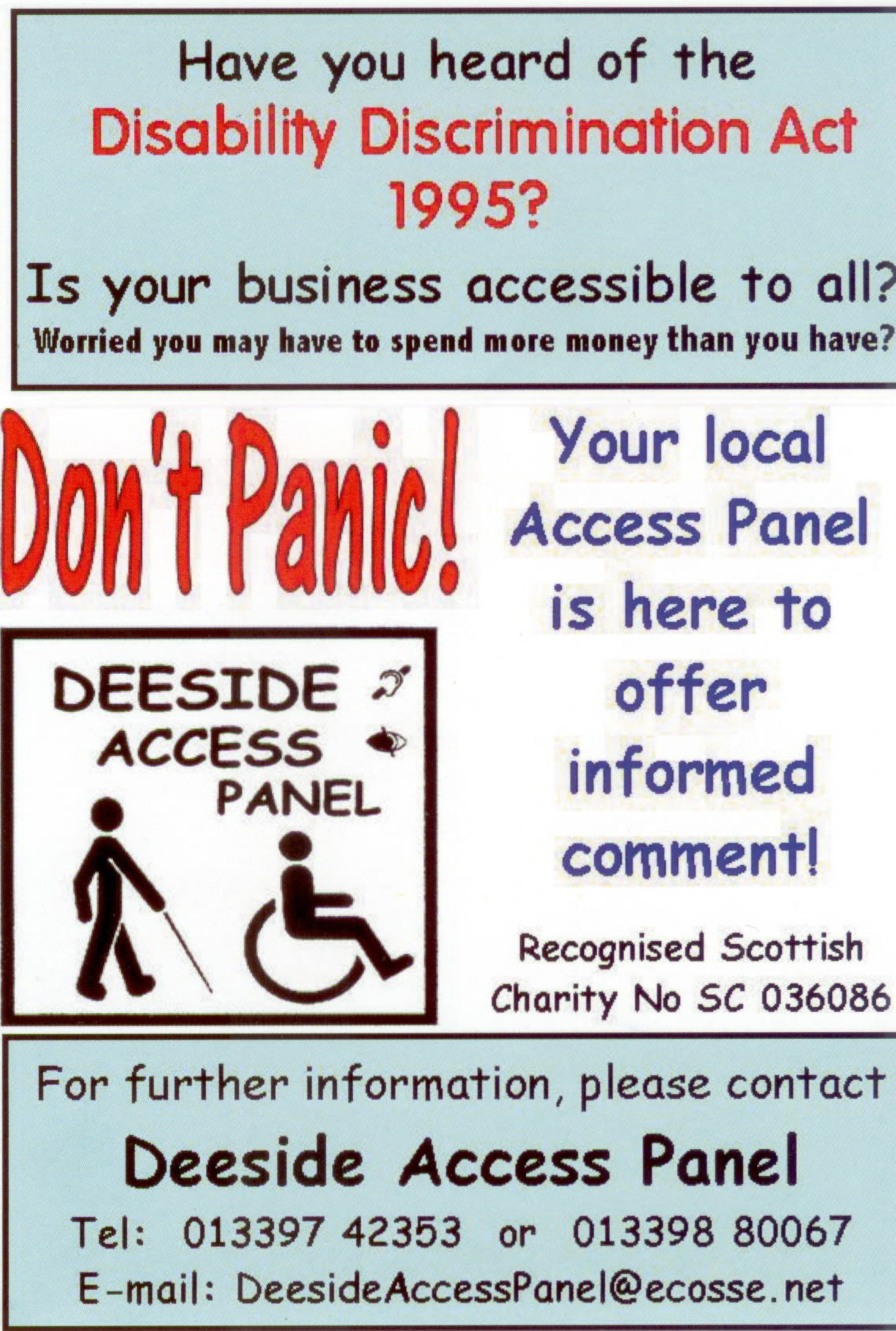 Page 1 of Deeside Access Panel Leaflet
