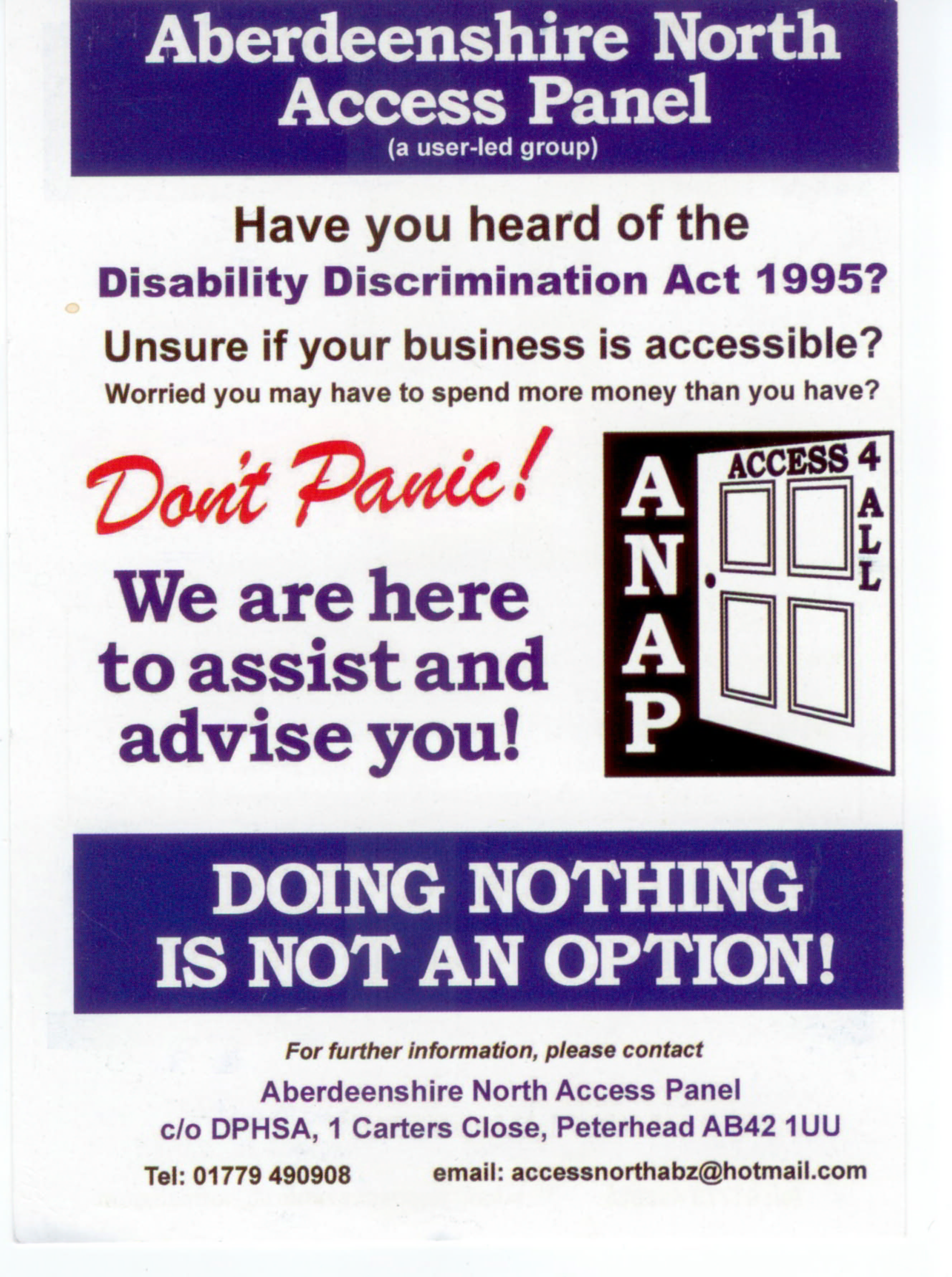 Page 1 of Aberdeenshire North Access Panel Leaflet