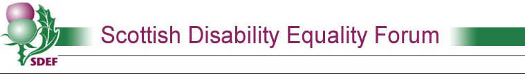 Scottish Disability Equality Forum along with thistle logo in purple and green