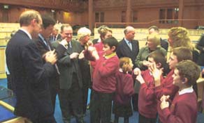 School Children from Donaldson's teach fingerspelling to MSPs